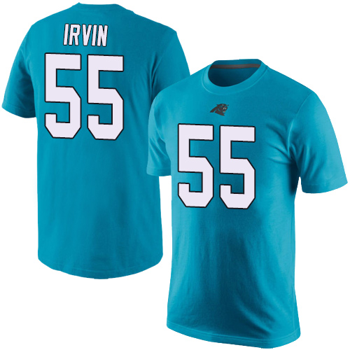 Carolina Panthers Men Blue Bruce Irvin Rush Pride Name and Number NFL Football #55 T Shirt